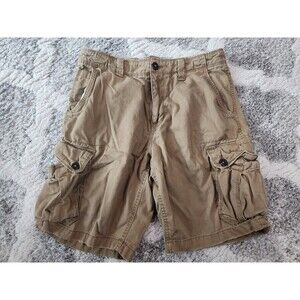 American Eagle Shorts Mens 32 Khaki Classic Cargo 9" Bermuda Dad Baggy Canvas